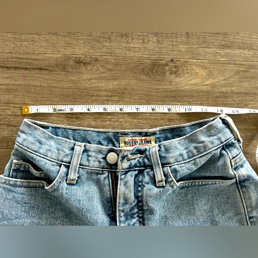 Women's Vintage Medium Wash Guess Jean Shorts 24 - Picture 3 of 5